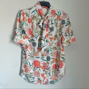 Kate Spade Blossom Tie Neck Shirt